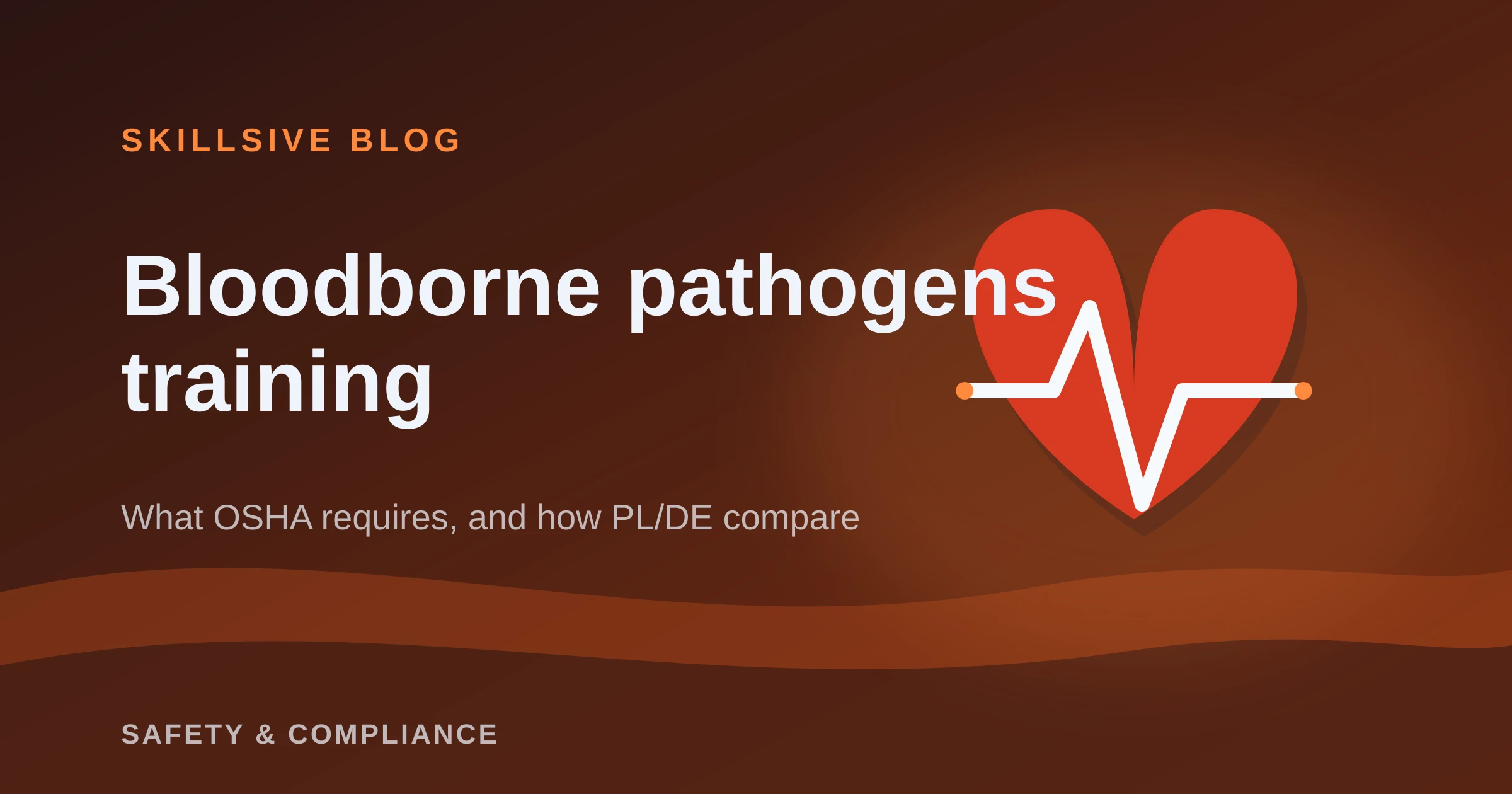 Heart-rate pulse line over a red cross, representing bloodborne pathogens and first-aid exposure training