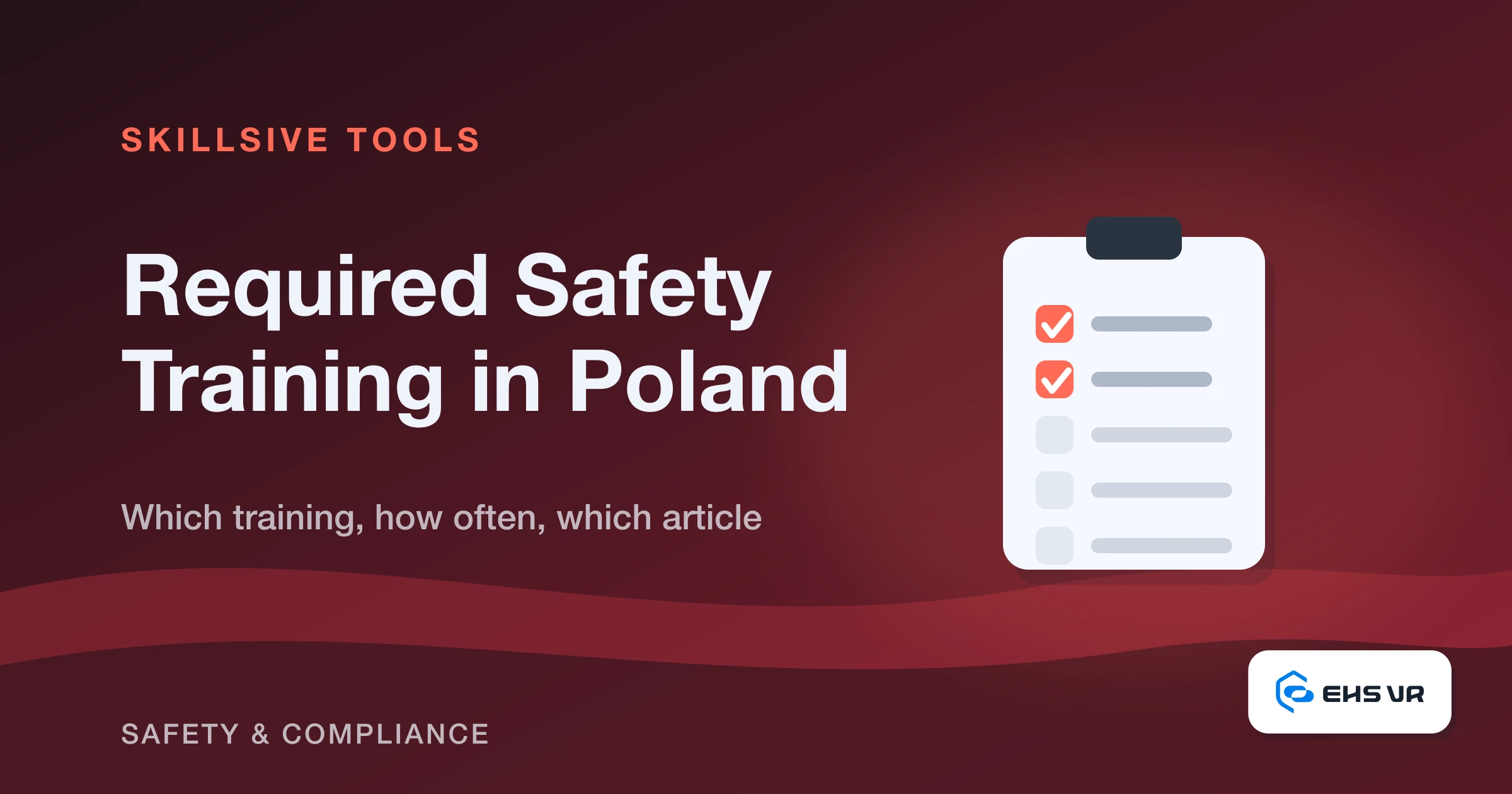 Cover for the free tool on required safety training in Poland by Skillsive