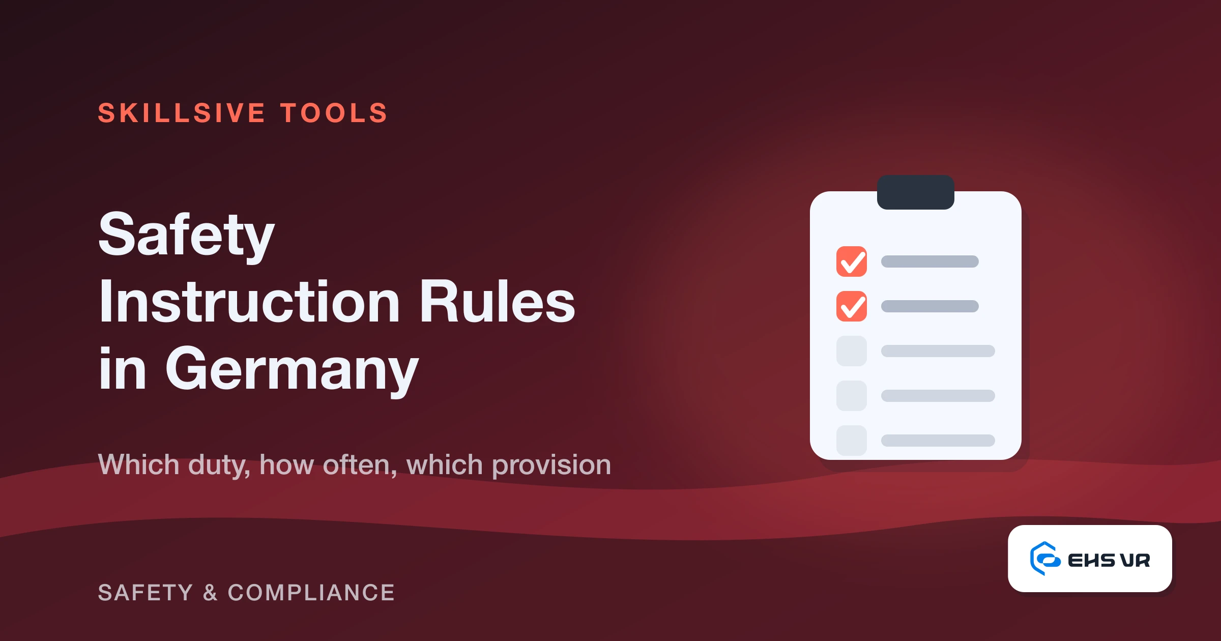 Cover for the free tool on German safety instruction requirements by Skillsive