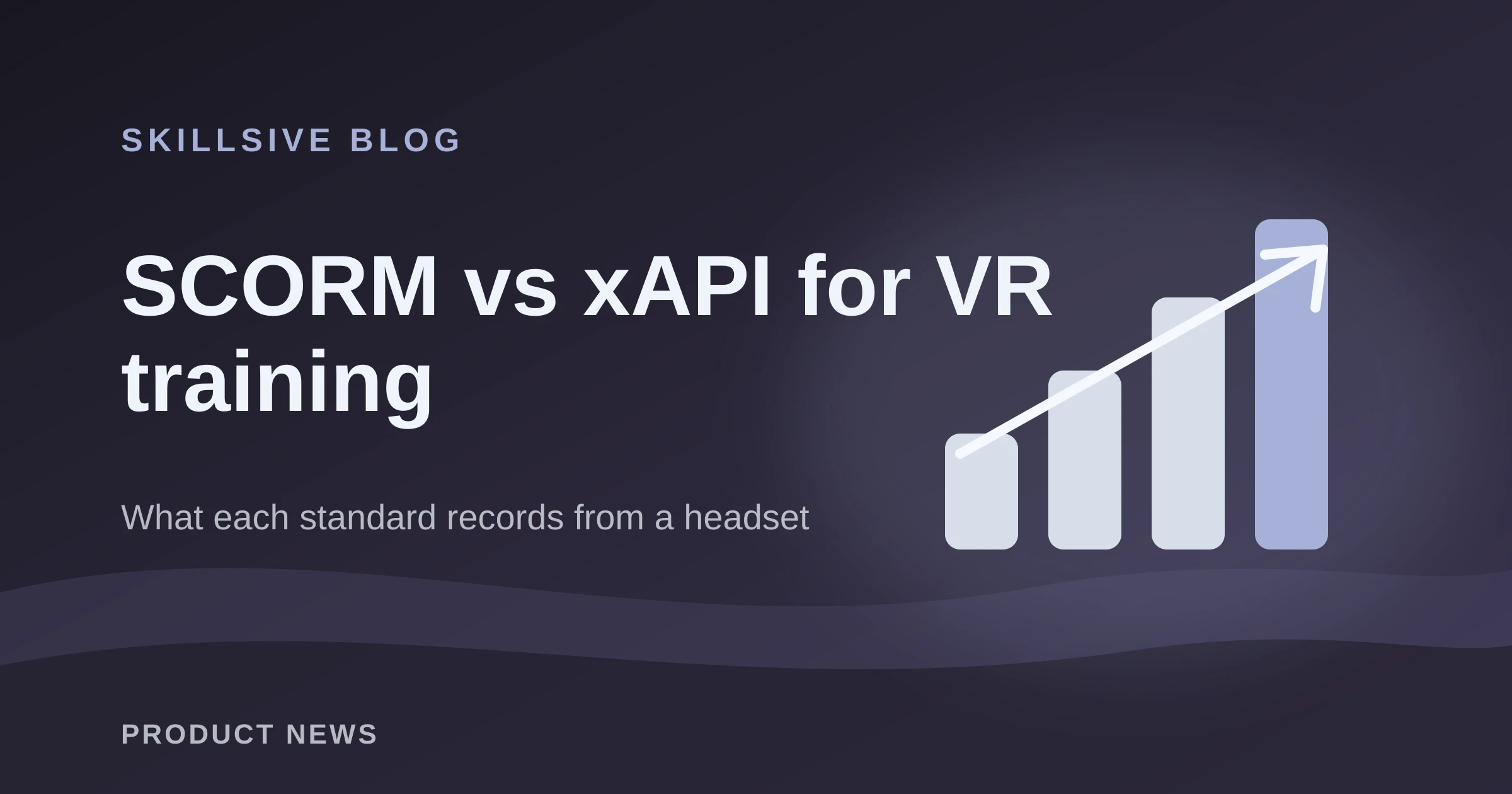 Cover with a bar chart and the title SCORM vs xAPI for VR training