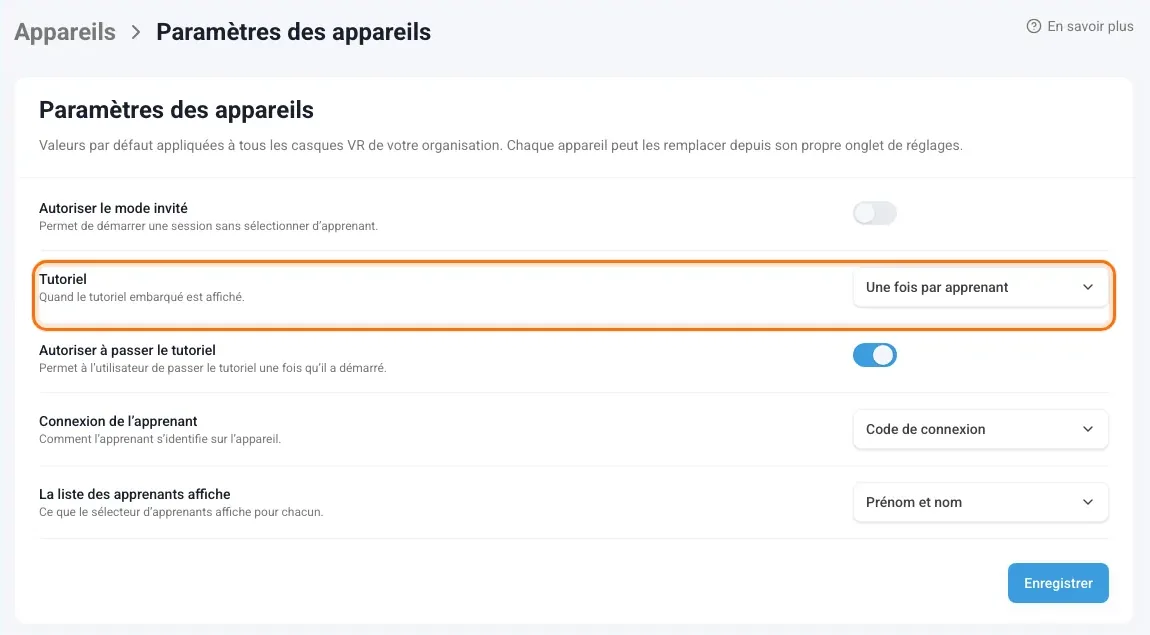 Paramètres des appareils pour toute l’organisation