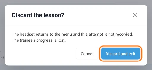 Confirmation before discarding a lesson