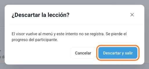 Confirmación antes de descartar una lección